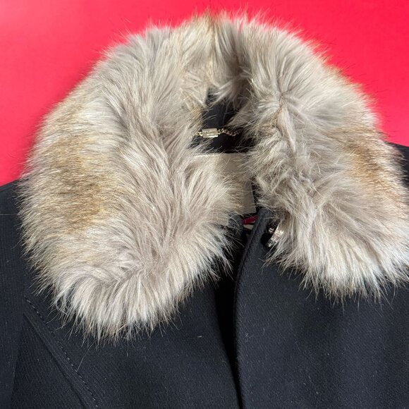 Kate Spade Wool Blend Peacoat with Detachable Faux Fur Collar, Size S - Picture 6 of 10